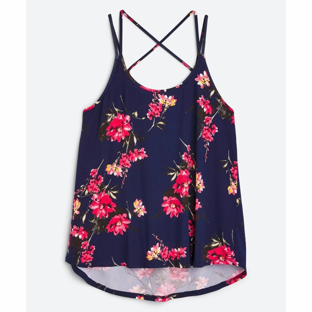 Papermoon tank, perfect for layering! Navy floral, size XL.